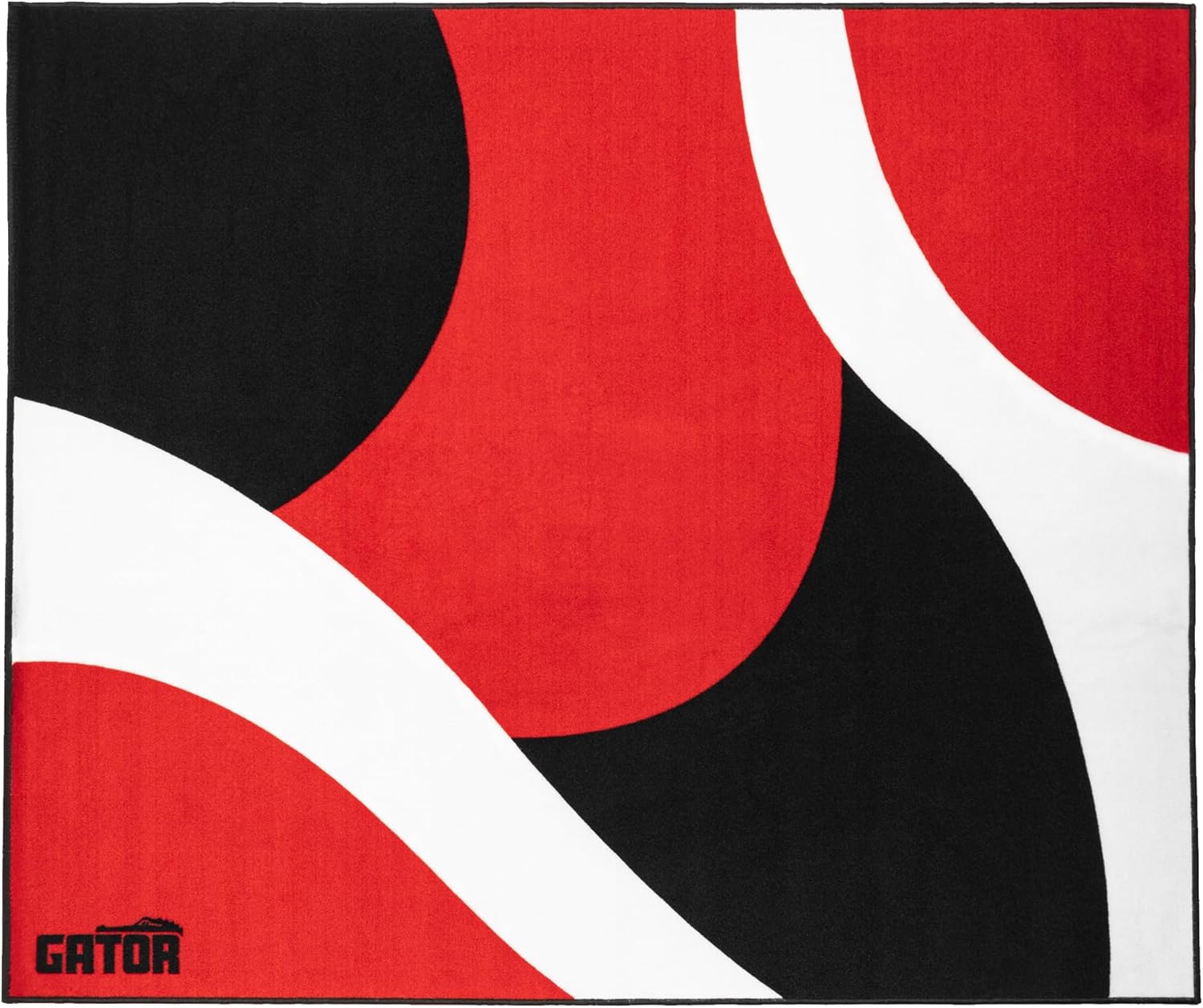 Gator Cases Drum Rug with Non-Slip Grip Backing, 78" x 66" Size, Safe for All Finishes, Black, Red, and White (GP-DRUMRUG-BKRW)