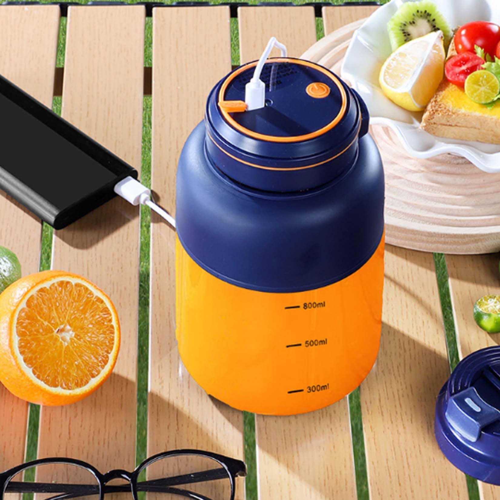 Przenośna bezprzewodowa sokowirówka 180 W z 38 ostrzami, duża pojemność, przenośny blender, bezpieczny dla żywności, osobisty blender do owoców, warzyw, smoothie (biały, 1300 ml)