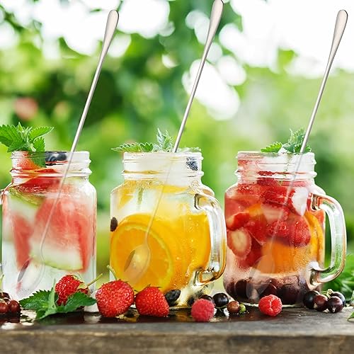 Miniatura 5 de Cuchara de mango largo de 12 pulgadas, cucharaditas de té helado, agitadores de café, cucharas de helado de acero inoxidable, cucharas para revolver