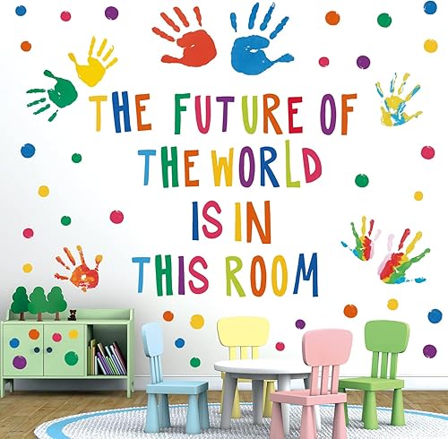 Miniatura 3 de DECOWALL DS8-8050 - Calcomanías de pared con impresión de mano, calcomanías de pared para bebé, tinta de mano, inspiradora, pintura para guardería,