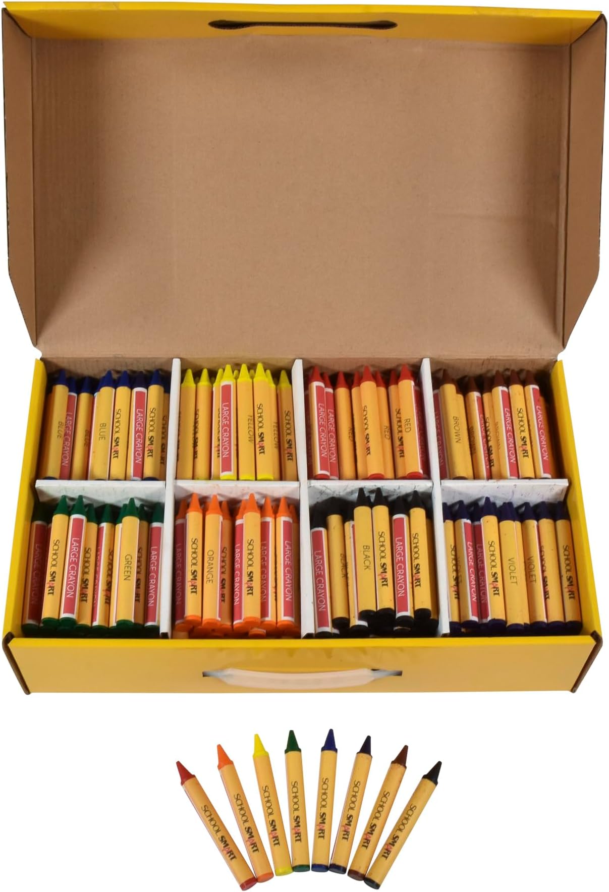 School Smart Large Size Crayon Set with Storage Box, Assorted Colors, Bulk Pack of 400
