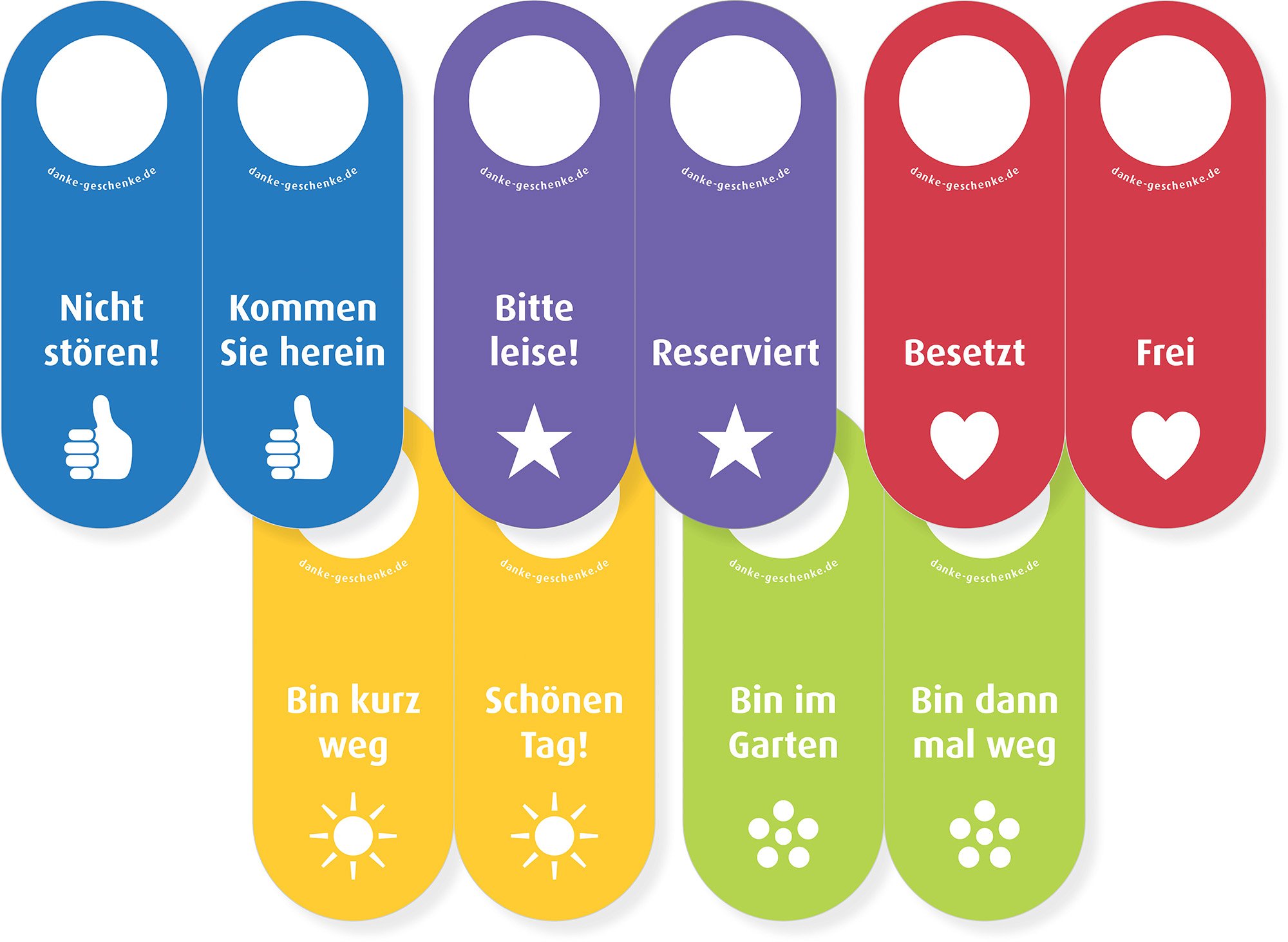 immi 5 St. Filz Türhänger, vollfarbig/beidstg. Aufschriften, Zeichen des Dankes