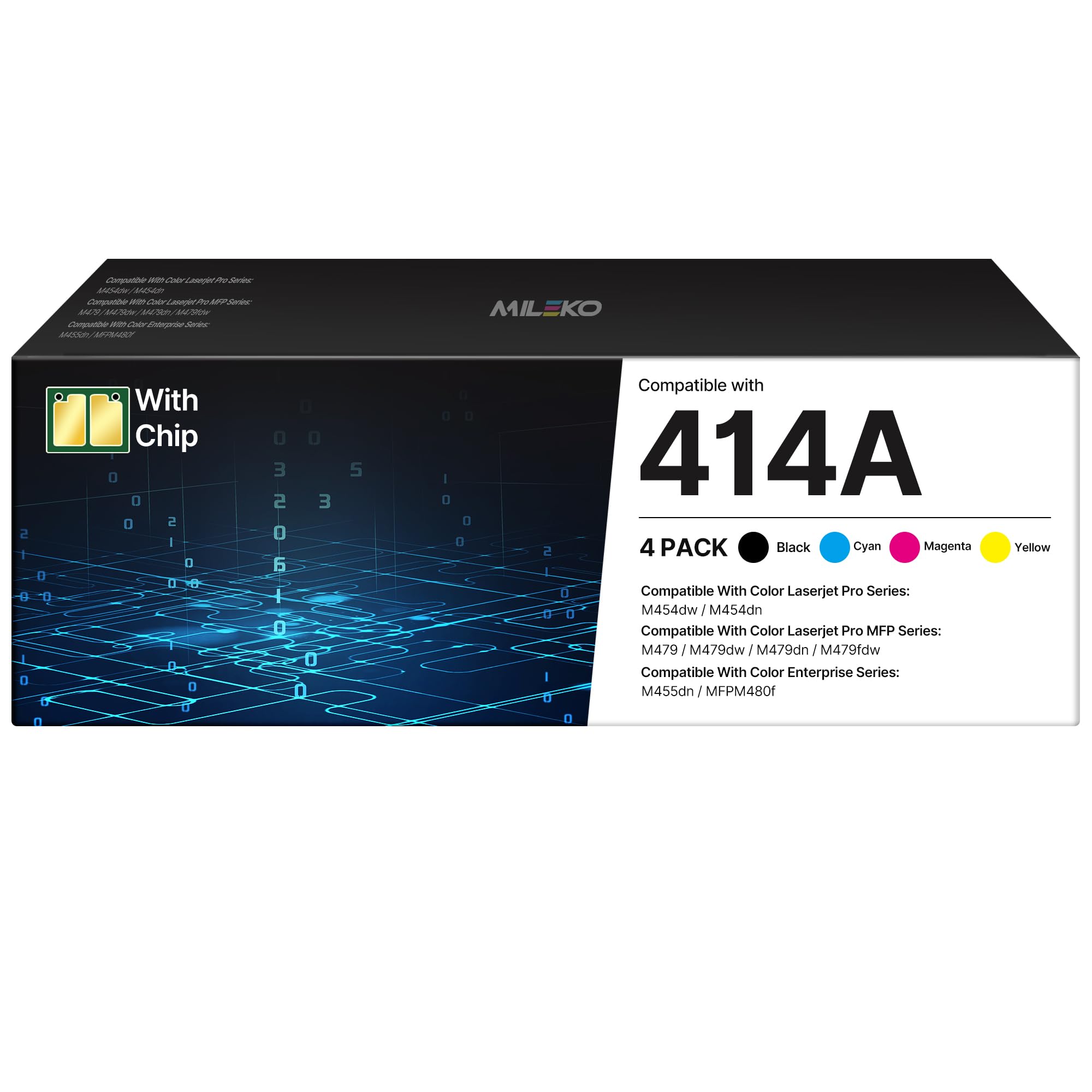 414a toner cartridges 4 pack replacement for hp 414a 414x hp414a toner with chip work for color laserjet pro mfp m479fdw m479fdn m454dw m454dn m480f m455dn w2020a w2020x black cyan yellow magenta