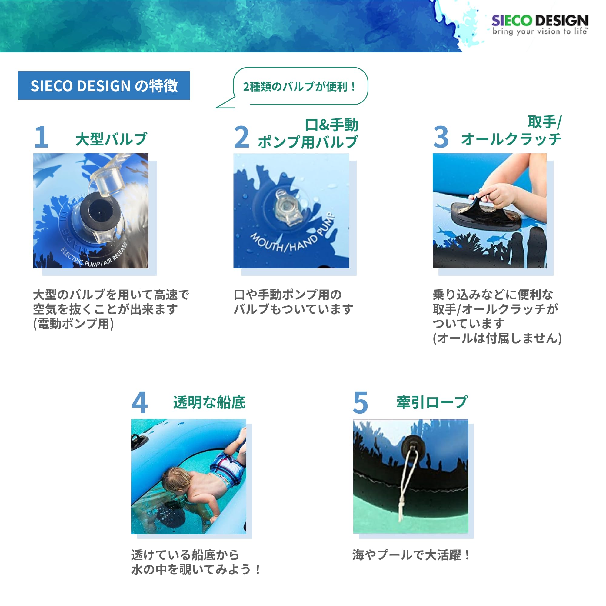 ボート フロート 船底が透けている シースルーボート 海中探索 浮き輪 子供 大人 Sieco Design AquaVue 正規品 Amazon.co.jp: ボート フロート 船底が透けている シースルーボート