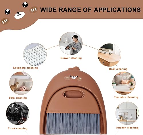 Miniatura 7 de Juego de mini recogedor y cepillo, pequeño molde de mano con escoba limpia para el hogar, cocina, escritorio, sofá, teclado, mesa y jaulas para