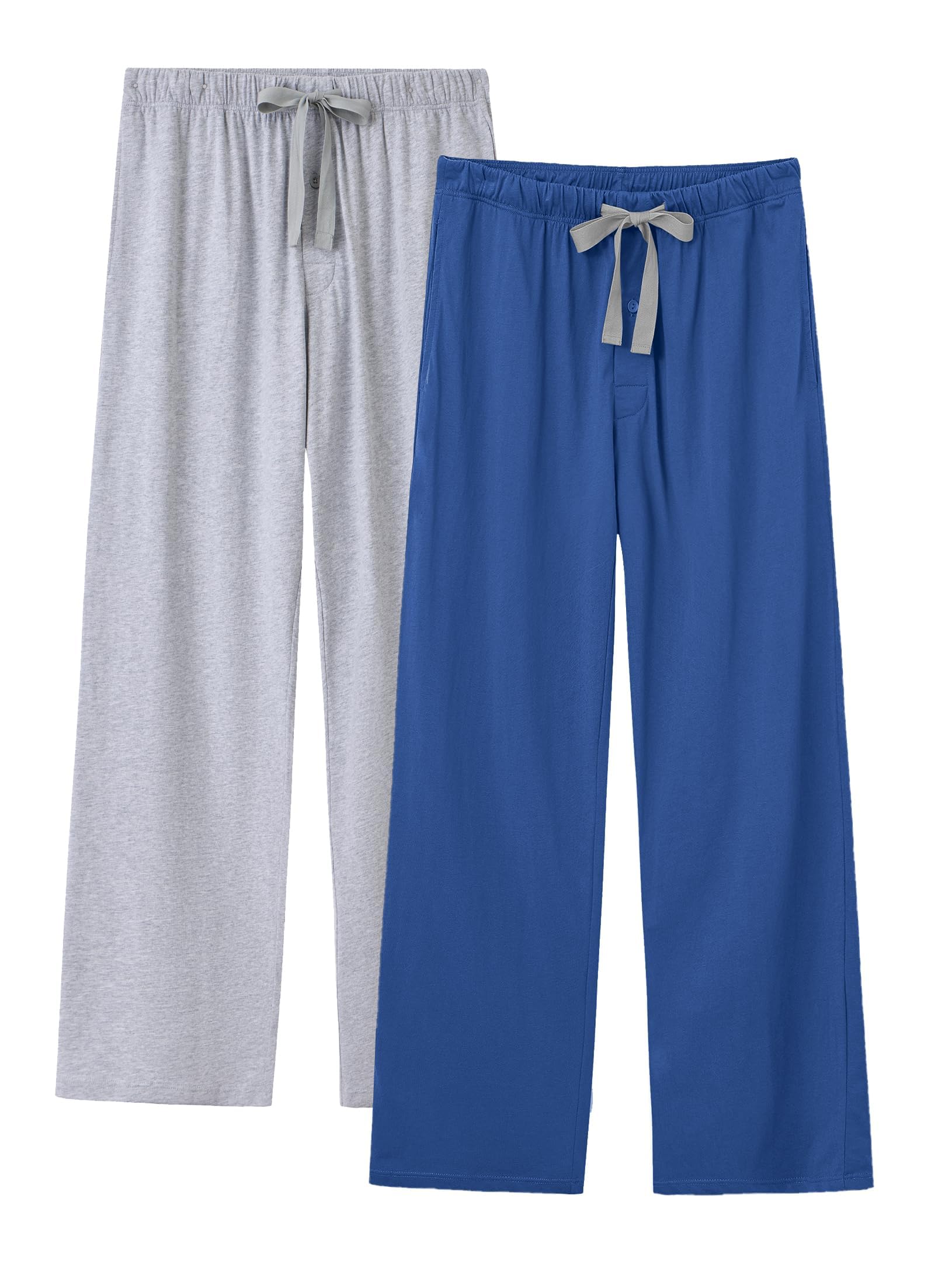 ANLIQI Herren Pyjama Hose aus 100% Baumwolle mit elastischem Bund und weichem Kordelzug Lounge Schlafanzug Hose mit Taschen