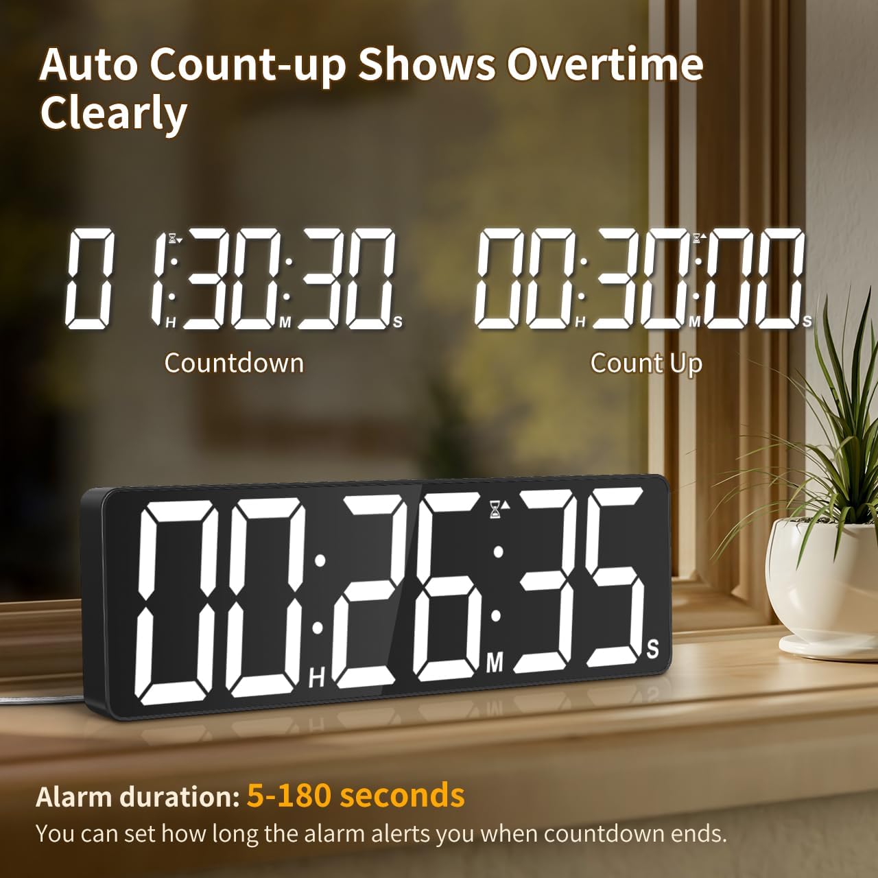 VOCOO 15.7" Large Digital Wall Timer with 99H Countdown, Count Up, Clock and Remote Control, 18 Colors RGB Wall Clock for Office, Home Decor, Kitchen, Living Room, Gym, Classroom