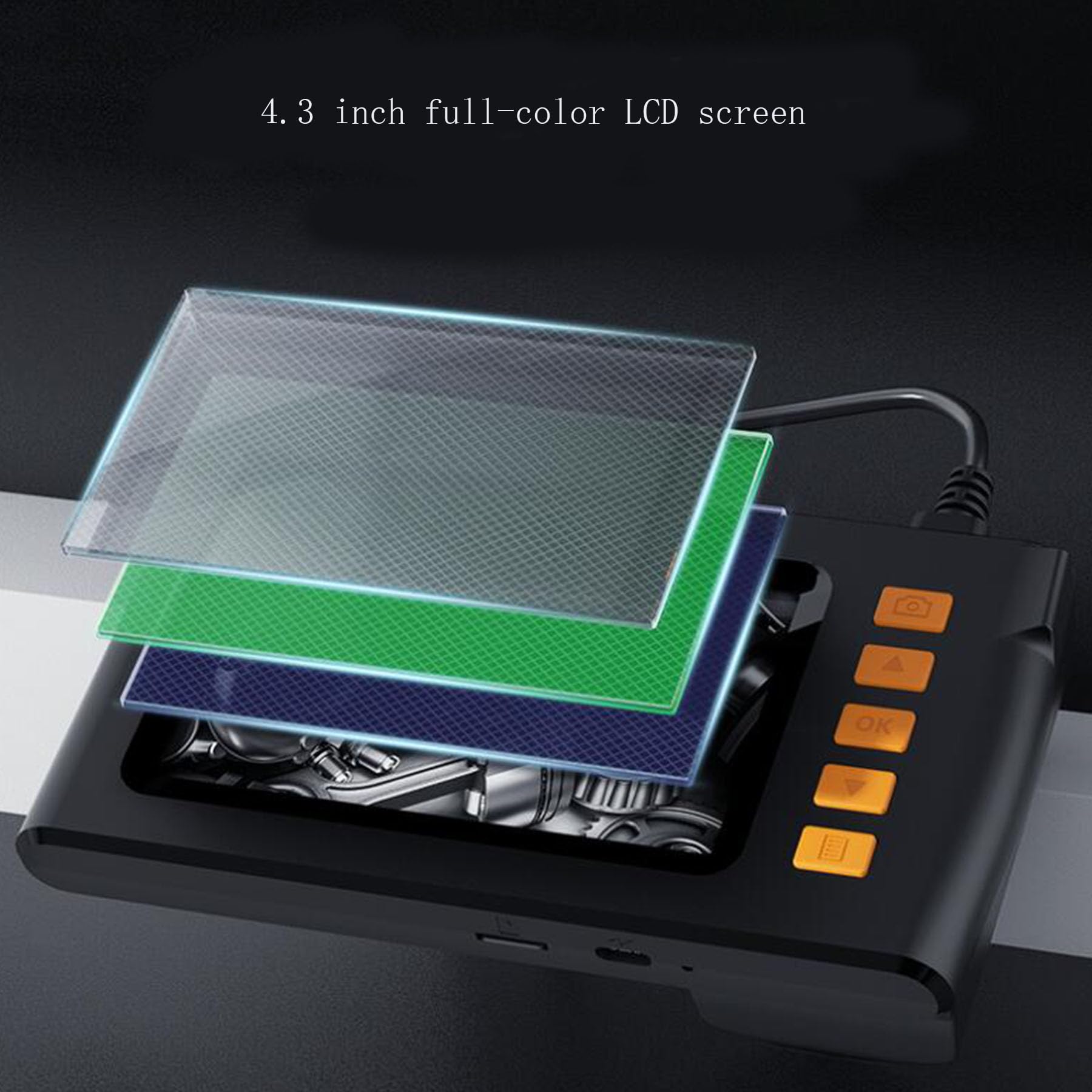 2m,Industrial Endoscope with Light Endoscope Camera, Industrial Camera 1080P HD 4.3 