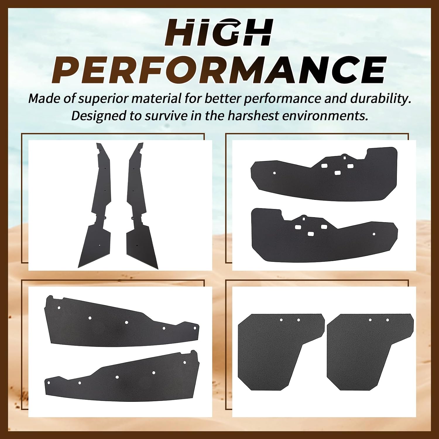 HECASA Set of 8 Mud Flaps Compatible with 2014-2020 Polaris RZR XP 1000, XP4 1000, and Turbo Models Fender Flares Extensions Front and Rear