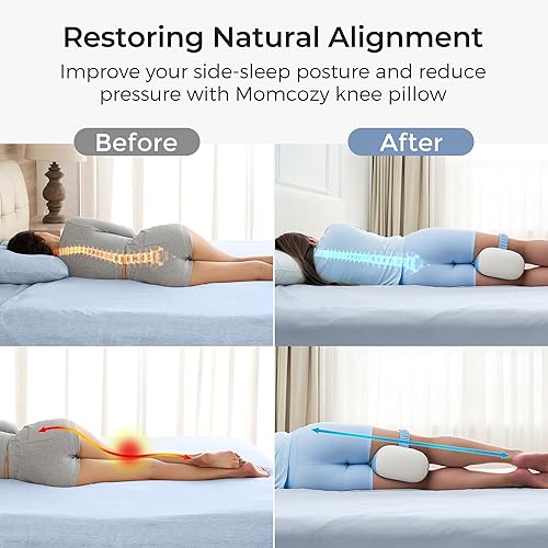 Miniatura 2 de Momcozy Almohada de rodilla para personas que duermen de lado con funda de enfriamiento, espuma viscoelástica suave, alineación de columna
