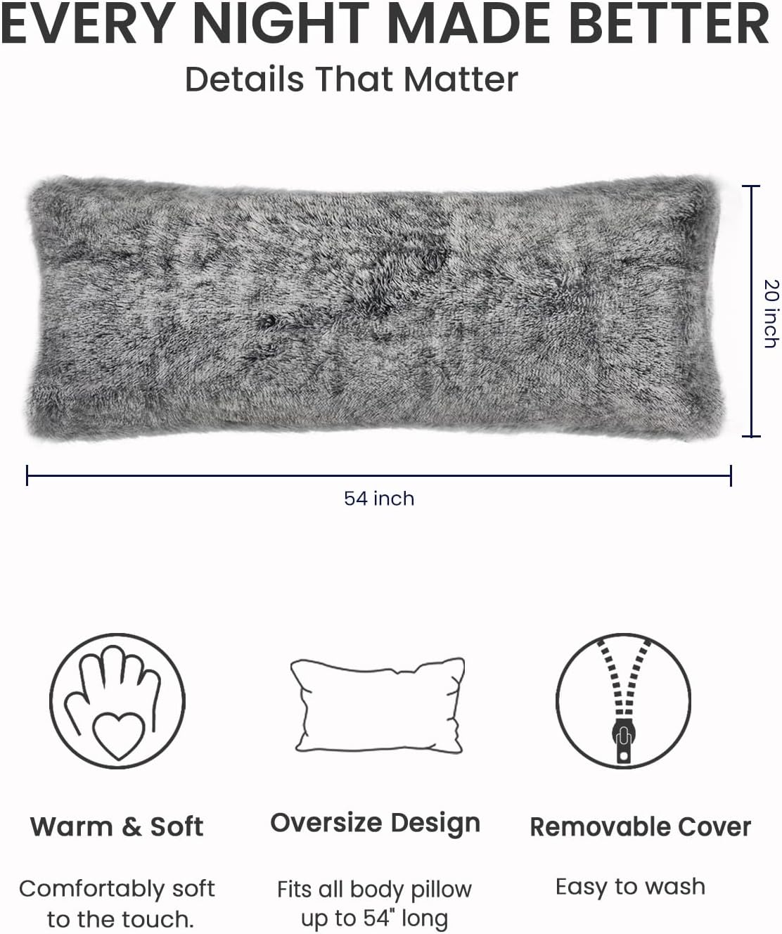 ZonLi Deluxe Cozy Bundle: Fluffy Body Pillow and Fuzzy Body Pillow Cover