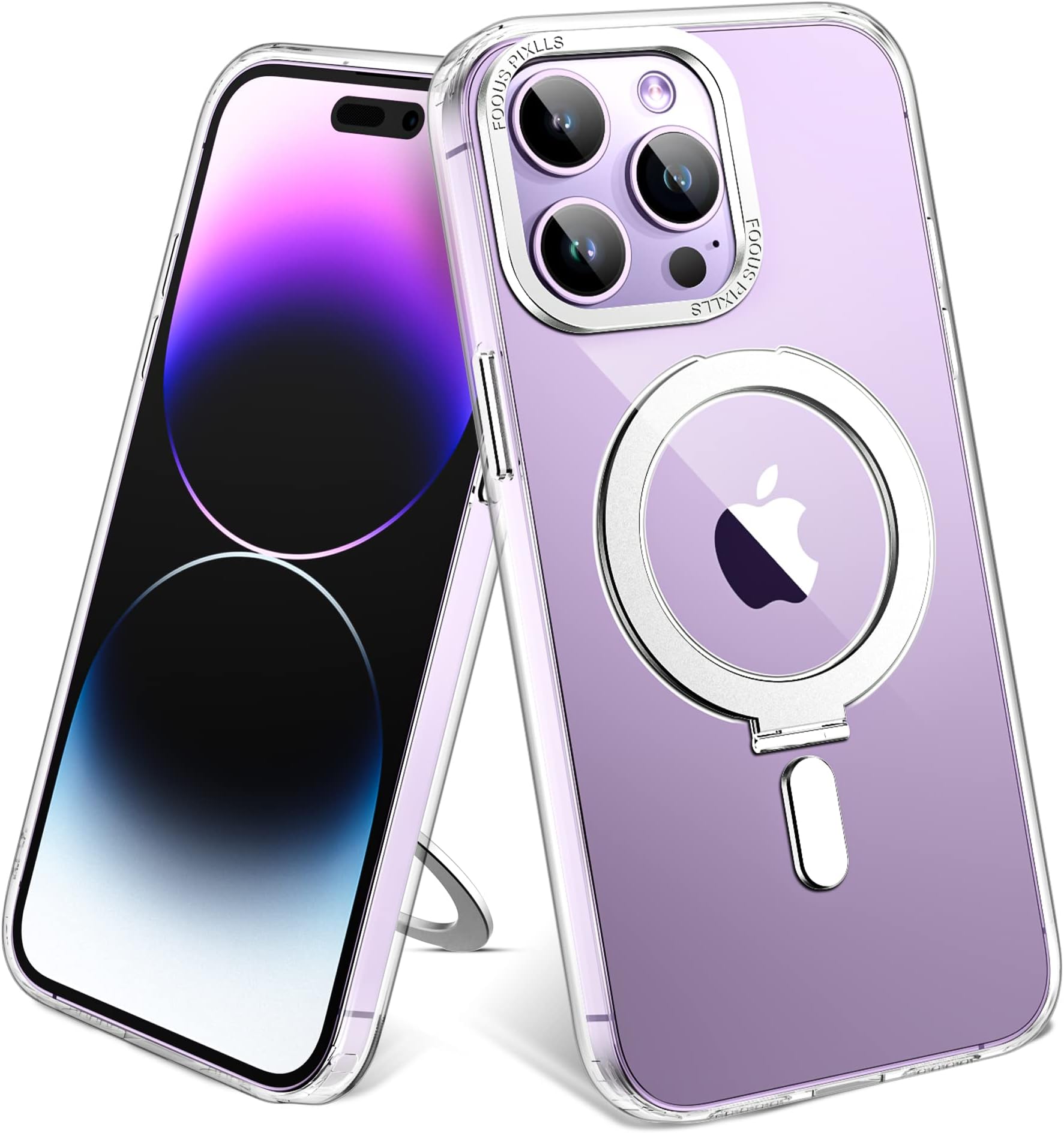 YEMODO for iPhone 14 Plus Case with Magnetic Invisible Stand Compatible with MagSafe Protective Crystal Clear iPhone 14 Plus Phone Case 6.7" with Ring Holder for Women Men, Military Drop Protection