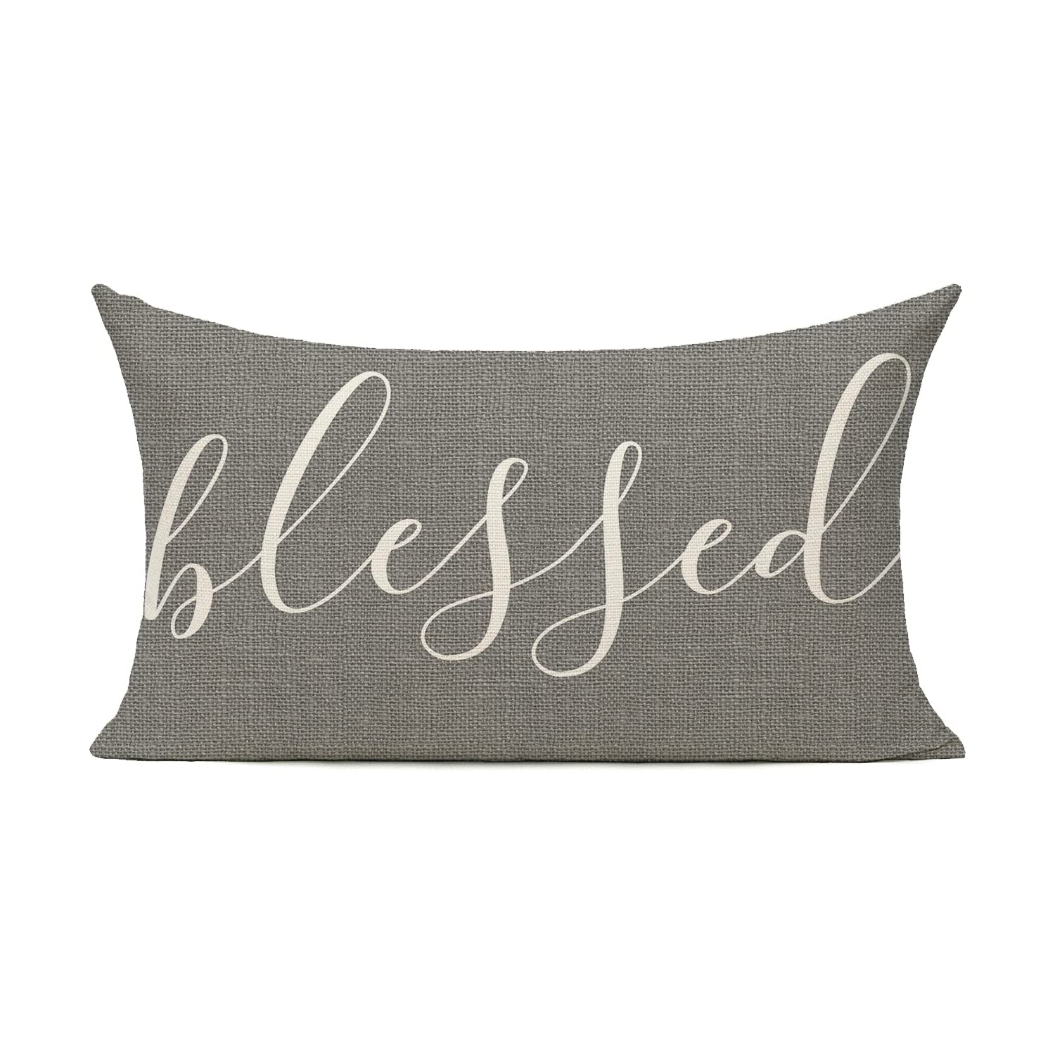 HODKHNO Throw Pillow Covers 12x20 Inch Blessed Rustic Gray Farmhouse Home Decor Pillowcase Cushion Case Lumbar Pillow Cover for Couch Bed Sofa