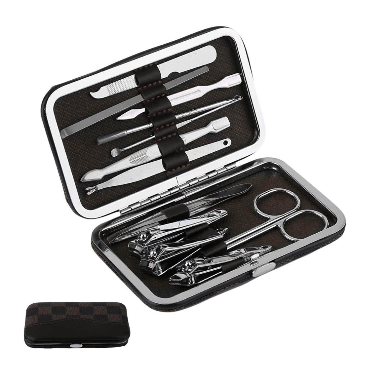 Kit de manucure pédicure SCRUBY en acier inoxydable brossé avec accessoires de haute précision