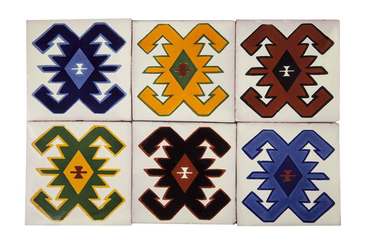 Cerames azulejos de mosaico Talavera Hucul - 30 azulejos decorativos de cerámica mexicana para baño, ducha, escaleras, pared posterior de la cocina | azulejos de mexicanos 10,5x10,5 cm