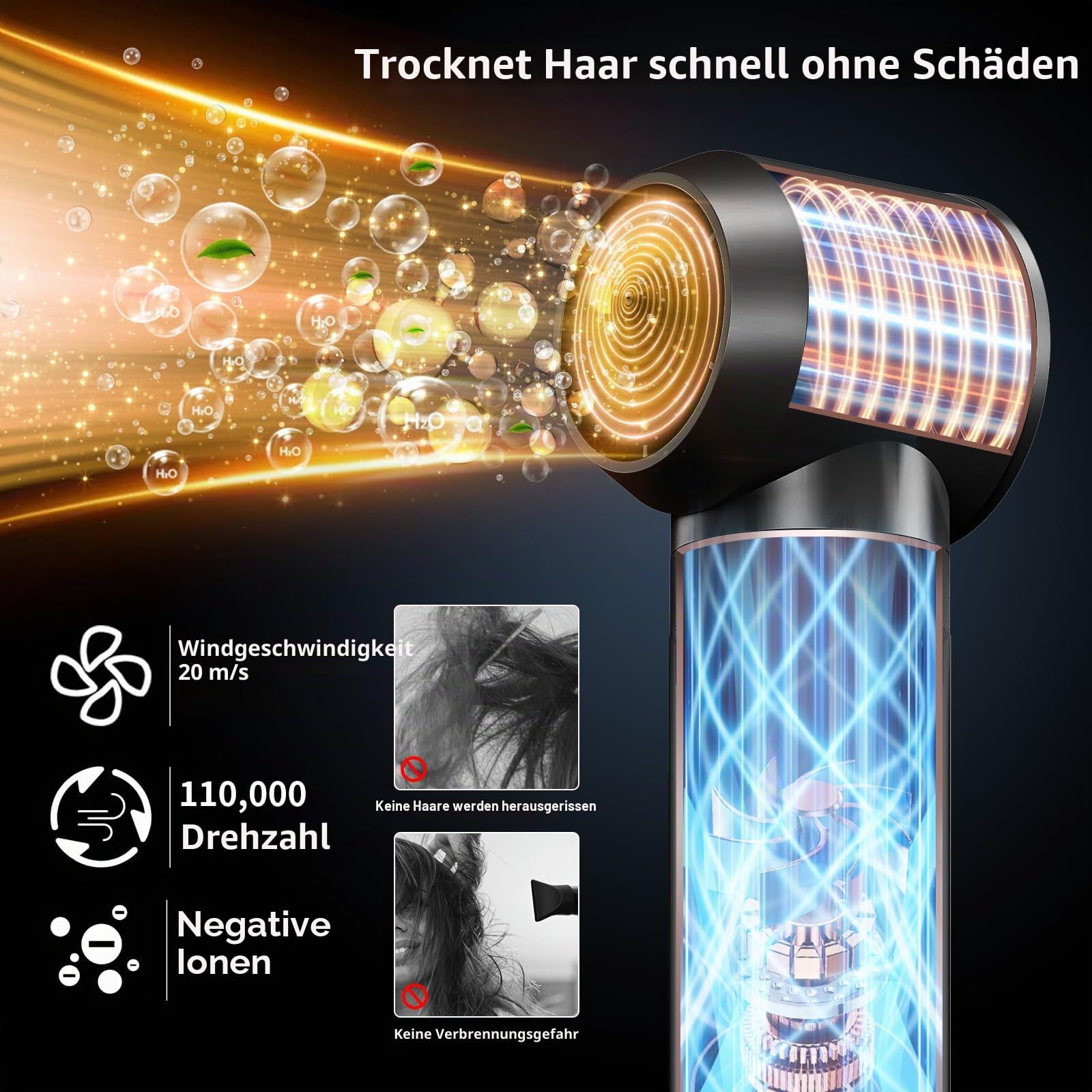 OKWRAP Hairstyler 6 in 1 Airstyler, 6 in 1 Multistyler 110000 U/Min, Enthält Ionen Föhn, Lockenstab Automatisch, Warmluftbürste, Haarglätter Bürste, Ideal für Glattes, Lockiges und Voluminöses Haar