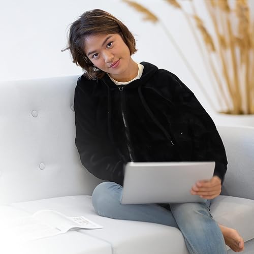 Miniatura 6 de Sudadera con capucha de felpa de 10 libras, mejora la relajación y la comodidad, manta con peso alternativo de cuentas de vidrio, lavable a máquina