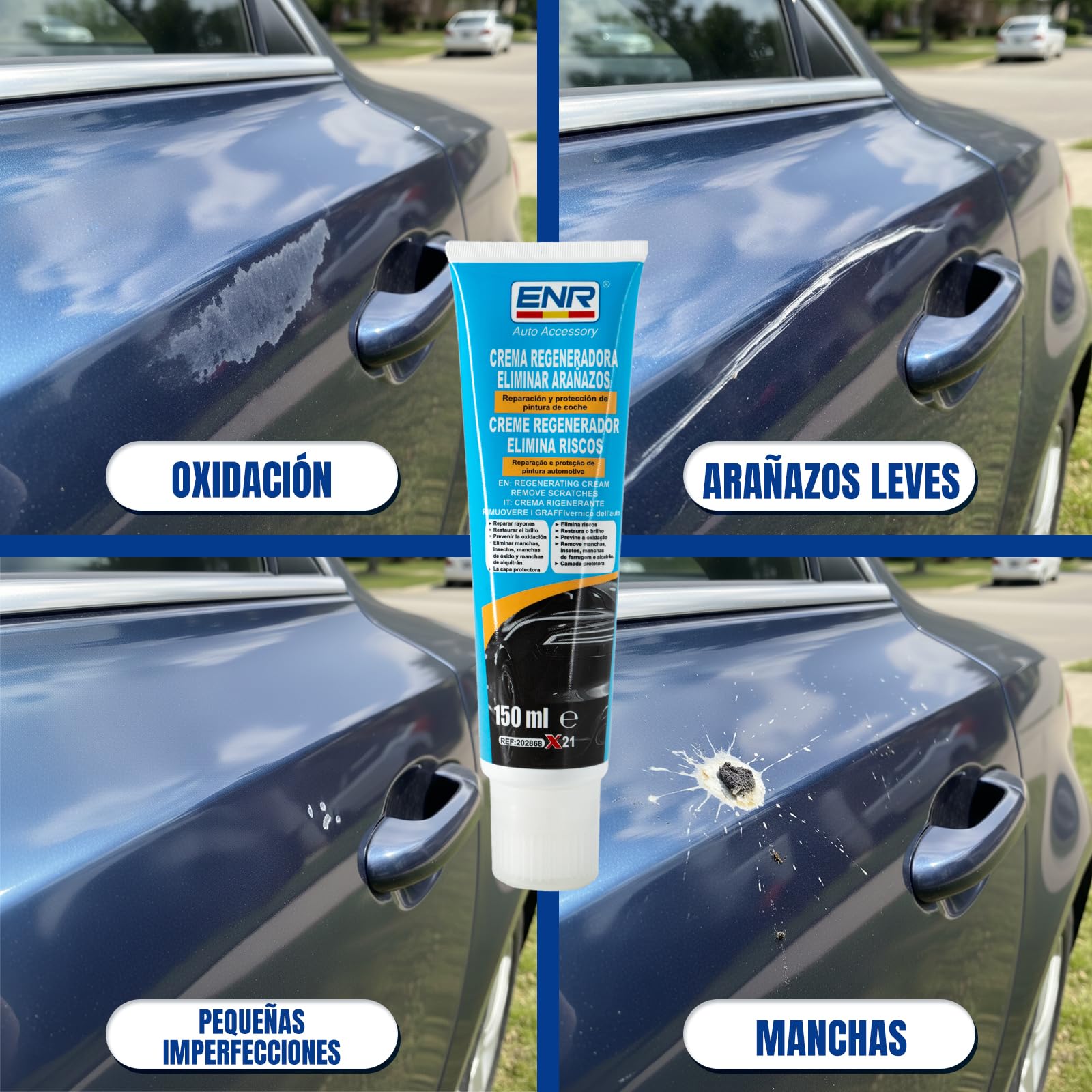 Enerfero Reparador de arañazos,Pulimento Coche Arañazos,Aporta Brillo y Protección,Restos de Pintura y Manchas Persistentes,Fácil Aplicación,50g - 4