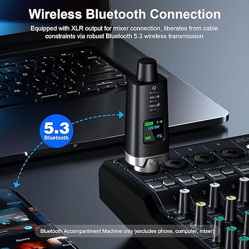 Miniatura 2 de Aokeo AK-M1 XLR Receptor Bluetooth - Adaptador de audio inalámbrico de alta fidelidad, conexión estable de 100 pies, estéreo para altavoces