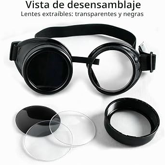 Protective Glasses, Steampunk Style Welding Glasses for Cosplay - Black