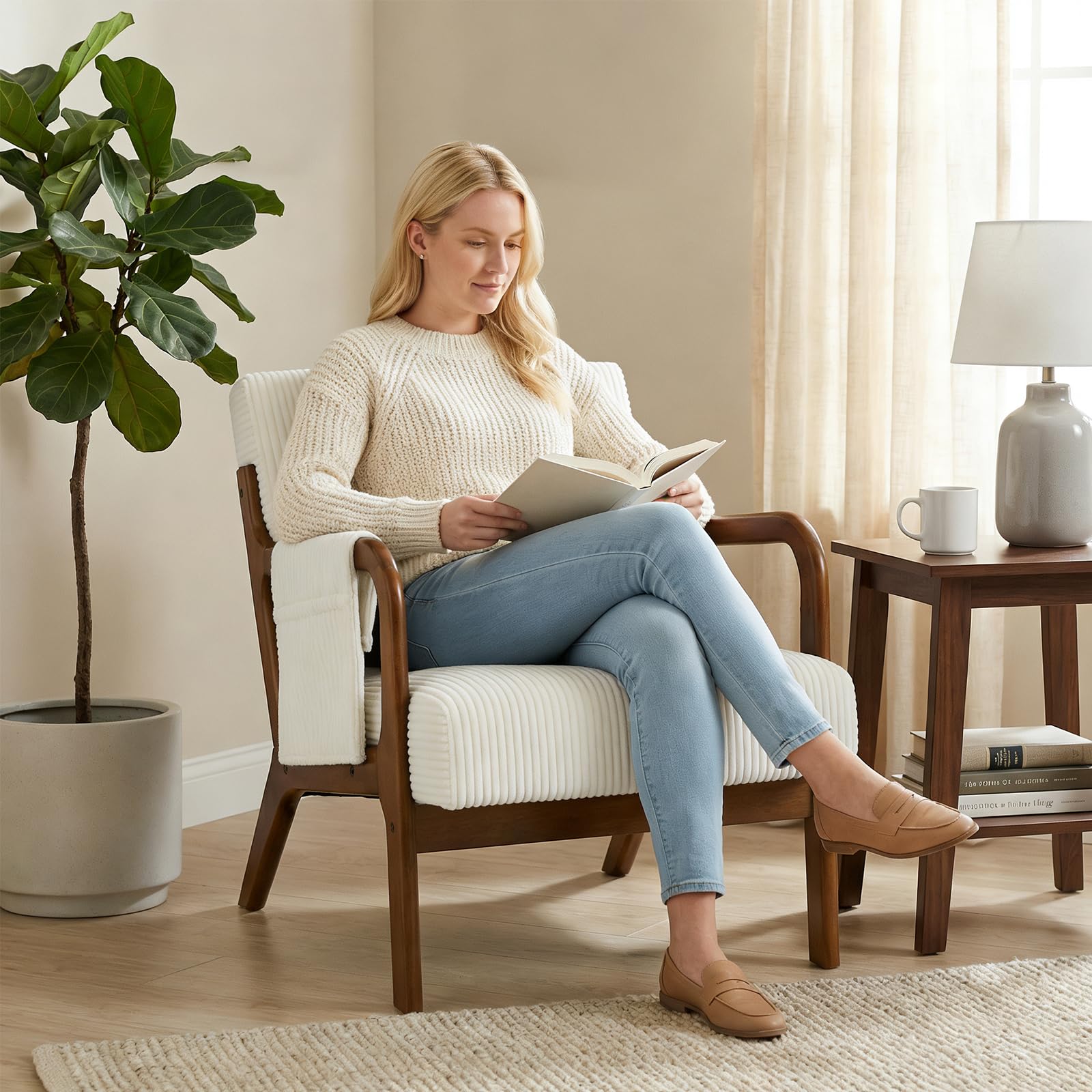 DUMOS Accent Chairs Set of 2, 17'' Seat Height Armchair with Side Pocket — product photo