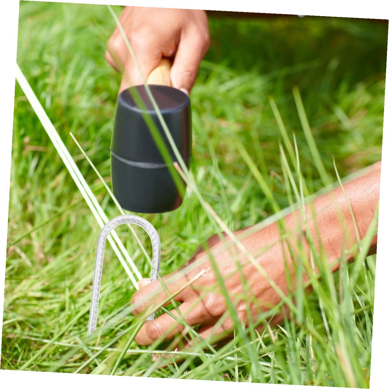Picchetti a Forma di U in Acciaio Zincato Set da 8 Kit di Ancoraggio per Trampolino e Altalena da Giardino Chiodi da Giardinaggio per Tende e Fissaggio Prato Ancoraggi da