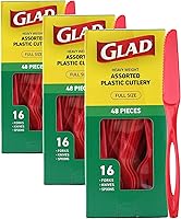 Vista 21 de Glad Juego de cubiertos desechables transparentes con tenedores, cuchillos y cucharas de plástico resistente, utensilios de plástico reutilizables