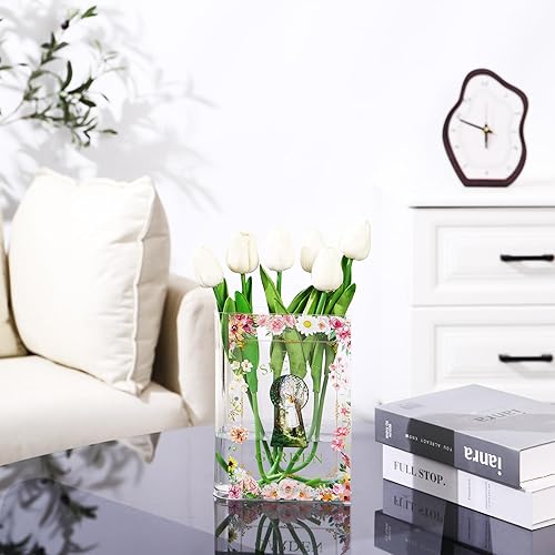 Miniatura 9 de Florero de libro para flores, jarrones de libro de acrílico transparente, florero de libro, libro sobre flores, jarrones decorativos modernos para