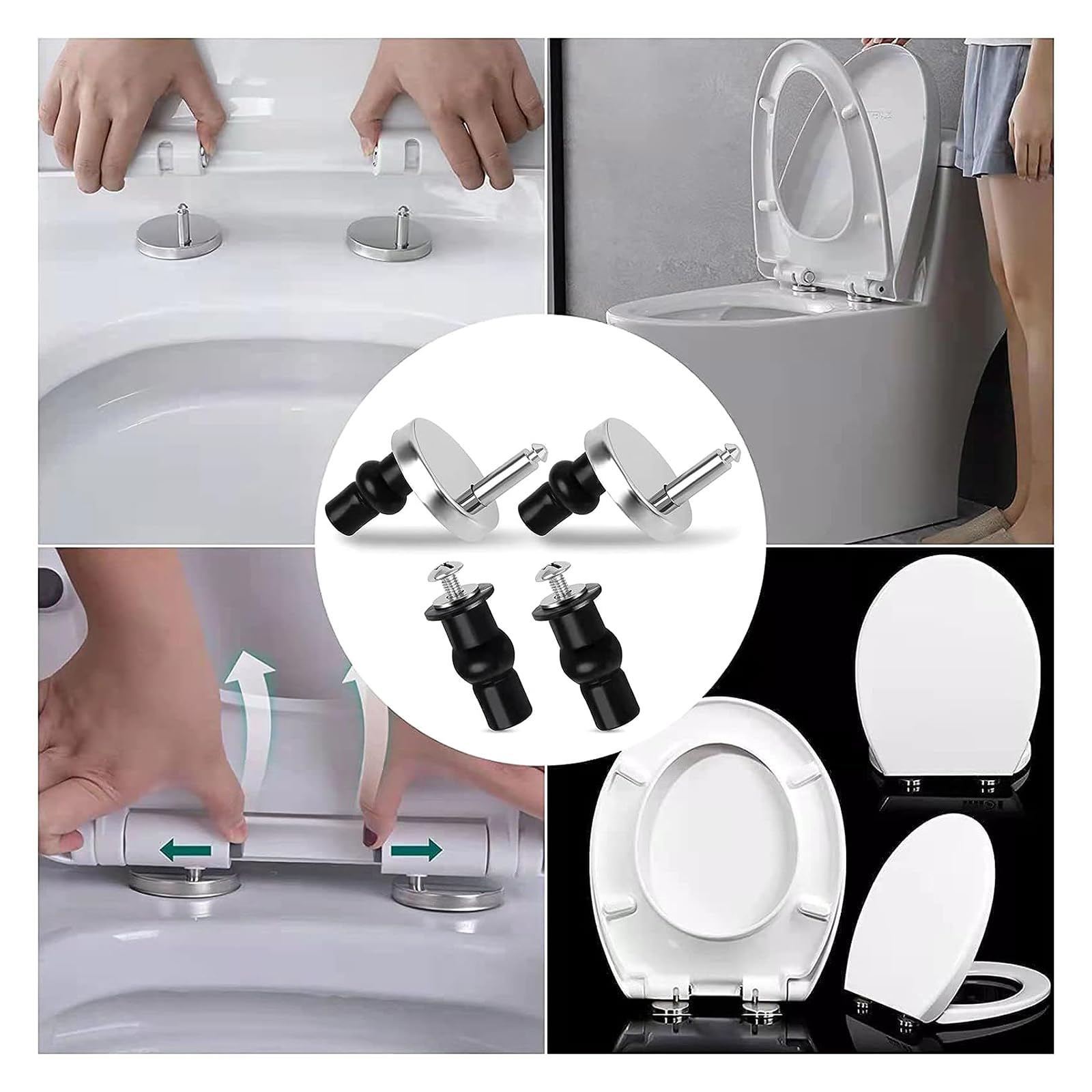 kobeIeen Toilet Seat Fixings Toilet Seat Top Fitting for Toilet Blind Holes Easy Installation