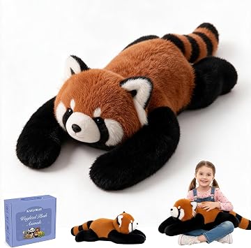 Weighted Red Panda Plush Teddy, Stuffed Plush Animals Plushies, Cuddly Puppy Toy for Comfort & Relaxation,Hugging Pillow for Anxiety Relief & Sleep Support Red Panda, 65cm