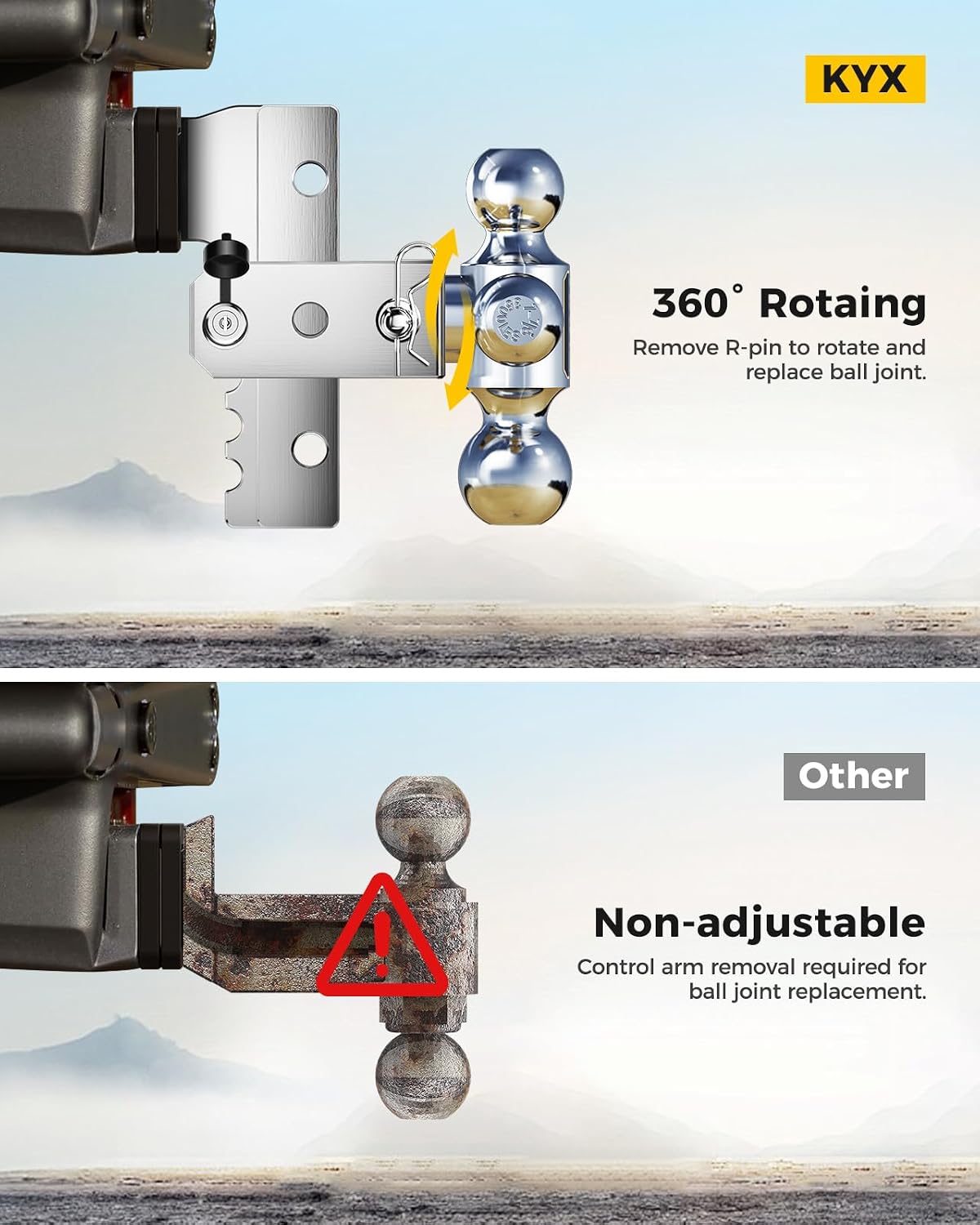 Adjustable Trailer Hitch - Drop Hitch for 2" Receiver, 6" Drop/Rise