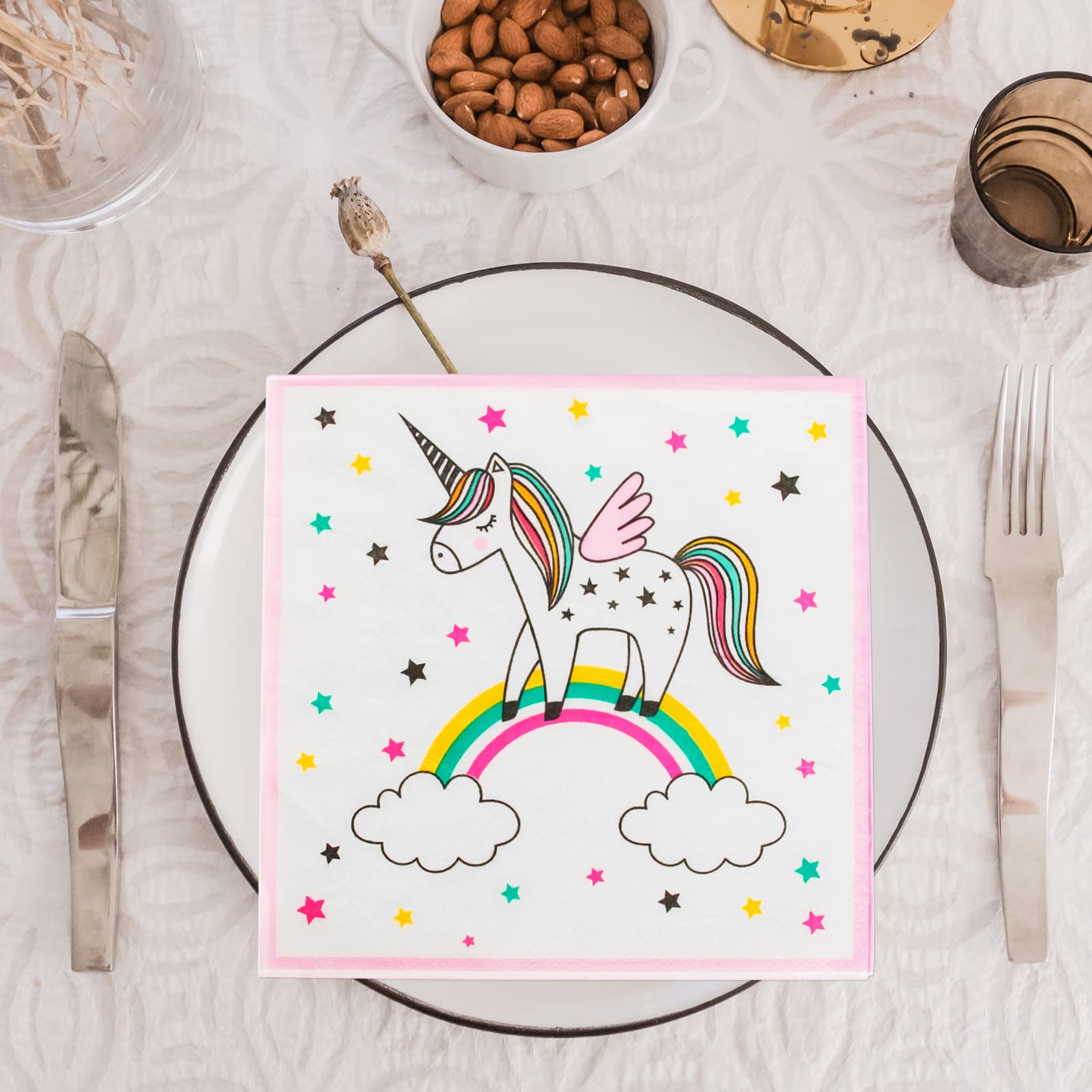 40 Tovaglioli Unicorno Per Feste Bambini | 33 X 33 Cm | Tema Compleanno Colorato - Foto 13