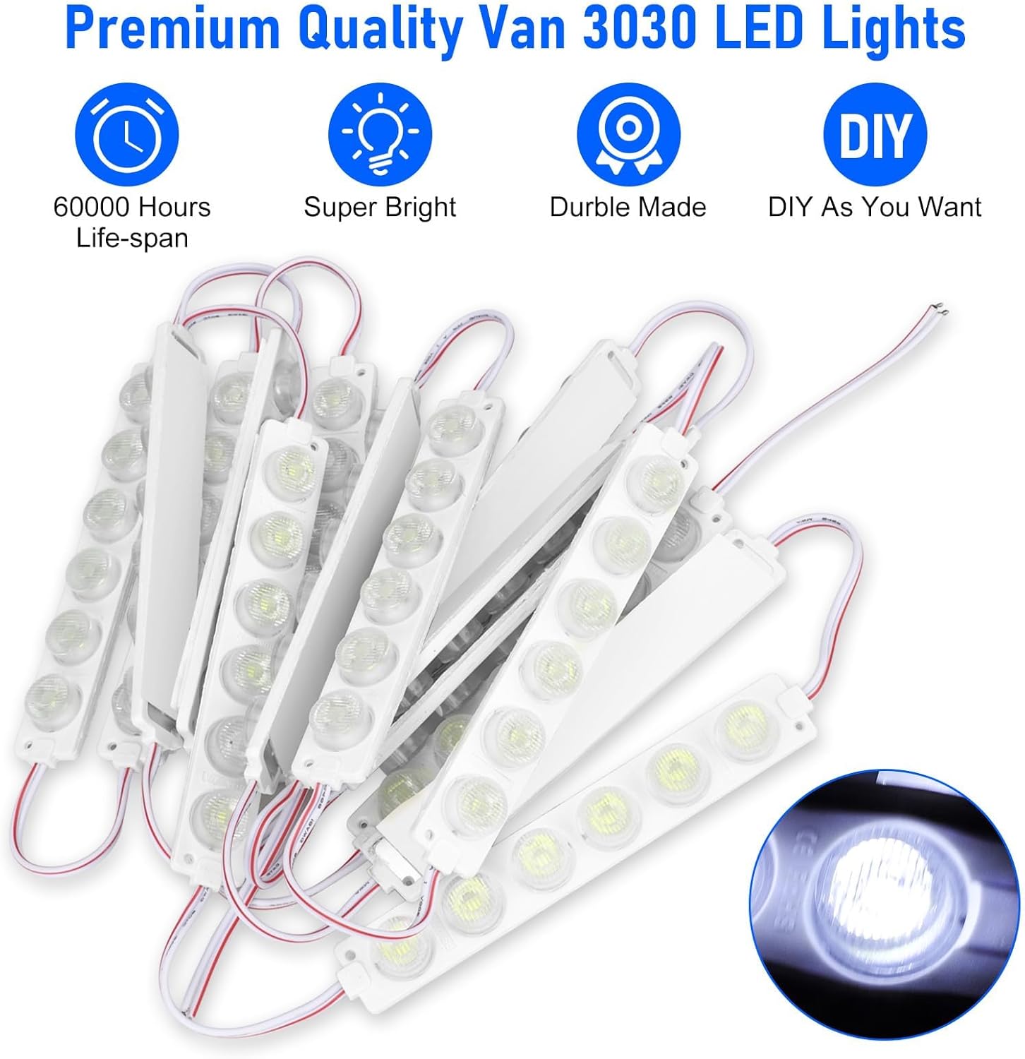 Linkstyle 12V 180 LEDs Car Interior Light Bar, 12V LED Light Strip LED Module Lighting Ceiling Dome Lamp for Car Truck Van RV Caravans Trailer Boat Christmas Decor, 30 Modules