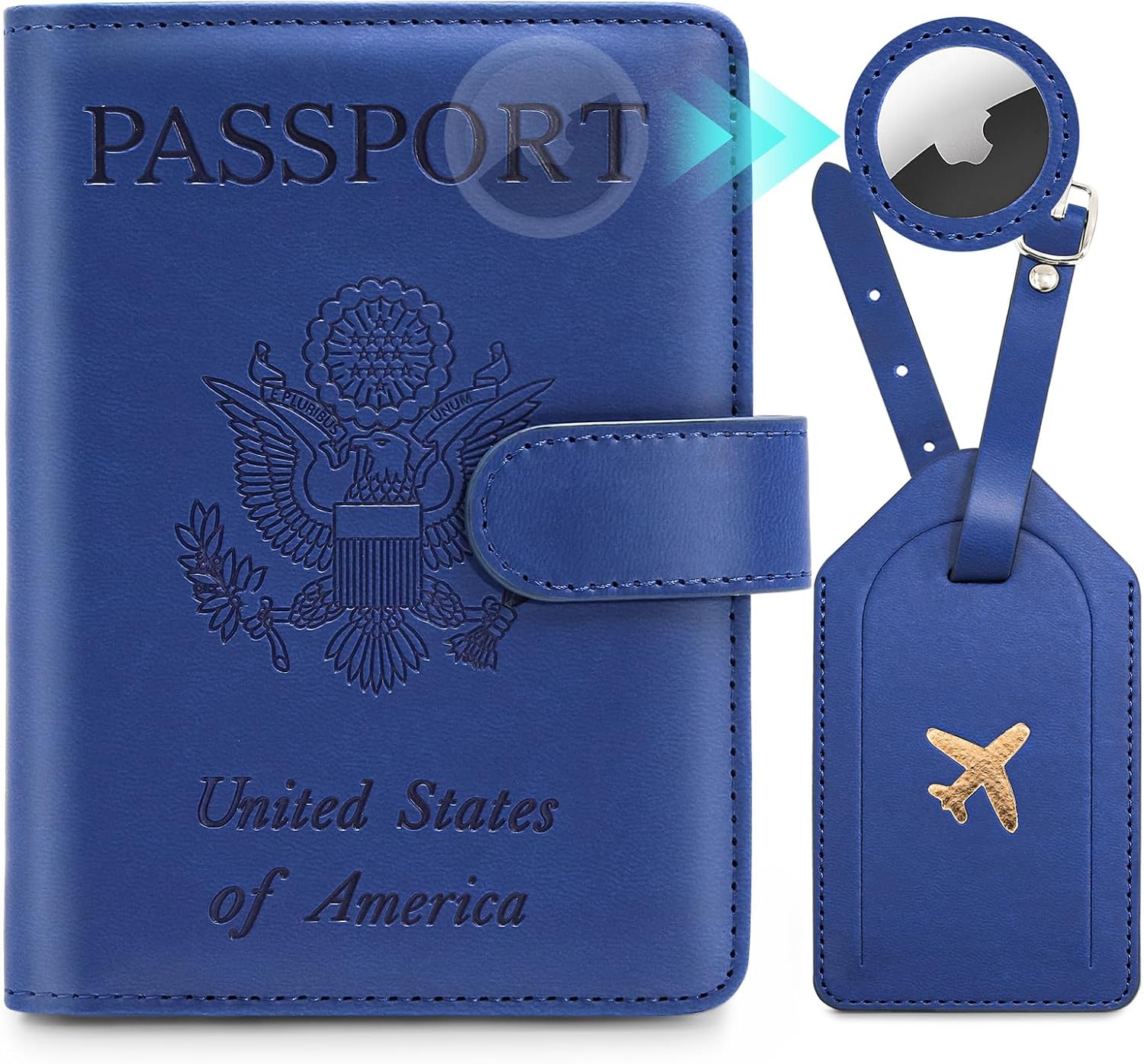 2 Pack Passport Holder For Travel with Slot for AirTag & Luggage Tag Cover – RFID Blocking Passport Holder for Travel Women/Men | PU Leather Passport Case with Pocket, Blue/Pink - Image 9
