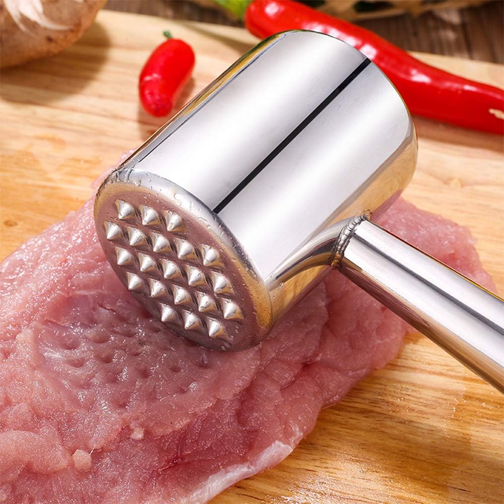 Meat Tenderizer Hammer - 304 Stainless Steel Meat Mallet for Steak, Chicken, Pork, and Fish, Double-Sided Design, Dishwasher Safe, Ideal Kitchen Tool for Easy Meat Preparation