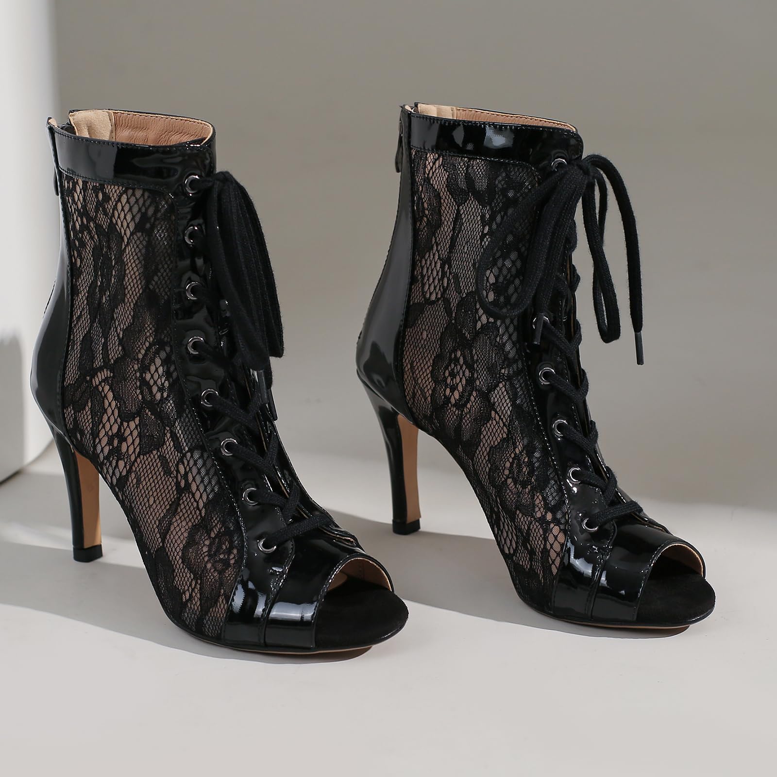 Stivali da Ballo Latino Donna Punta Aperta Tango Salsa Party Ballroom Scarpe da Ballo