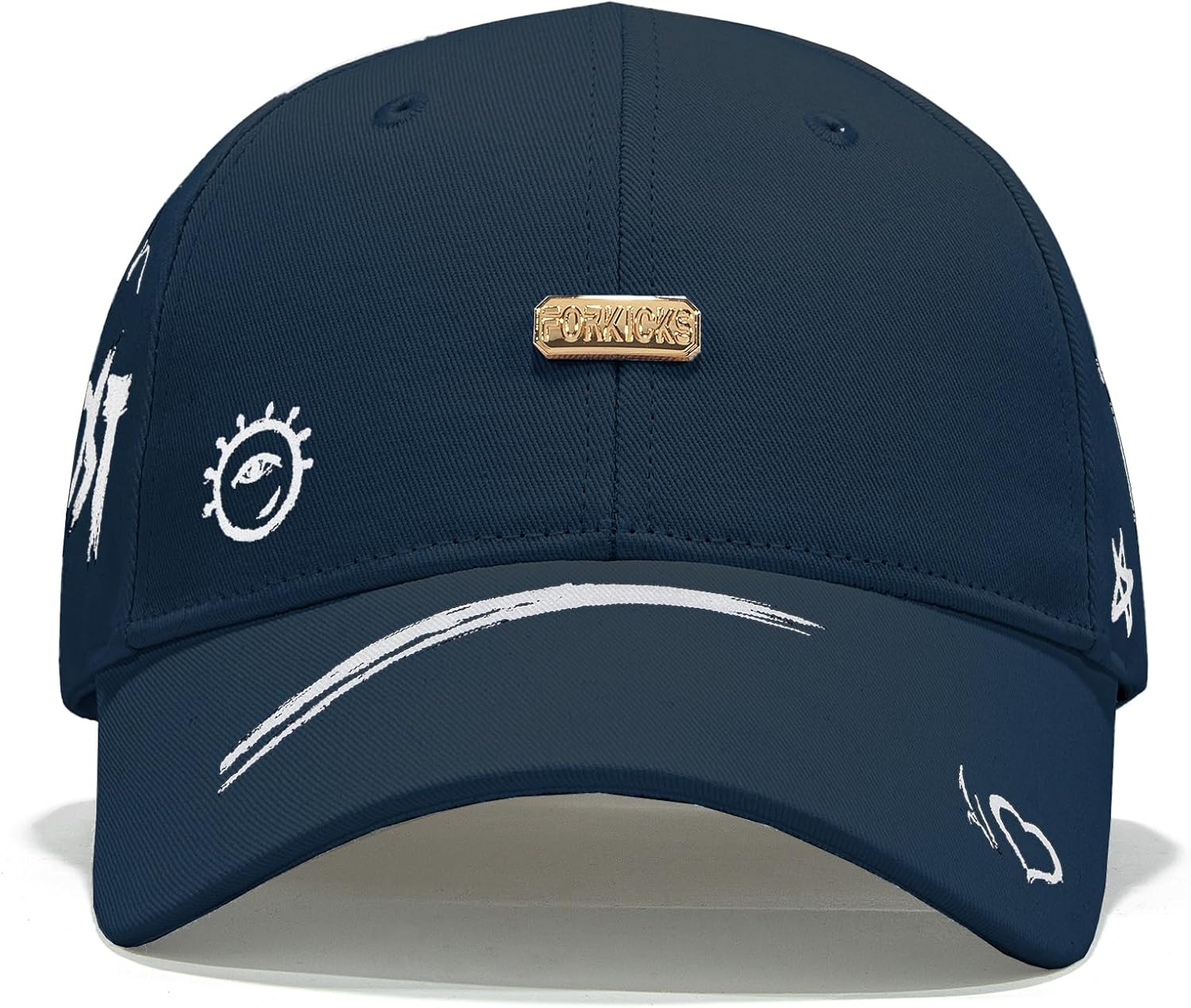 Trendy Unisex Graffiti Baseball Cap, Adjustable Cotton Baseball Cap for Men & Women, Athletic Streetwear Hat, Navy Blue - Image 7