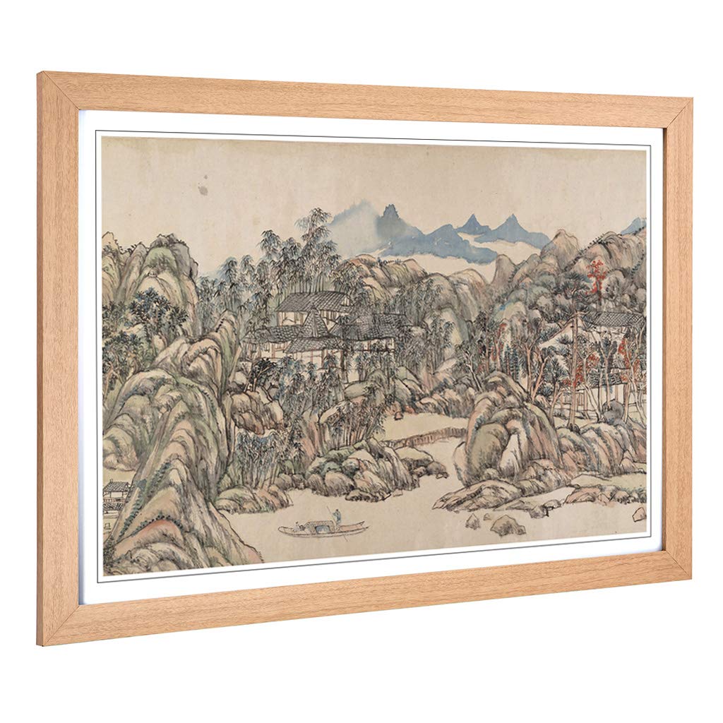 Big Box Art Framed Print of Wang Yuanqi Oriental Design | Wall Art Picture | Home Decor for Kitchen, Living, Dining Room, Lounge, Bedroom, Hallway, Office, Oak, A2 / 24.5x18 Inch / 62x45cm