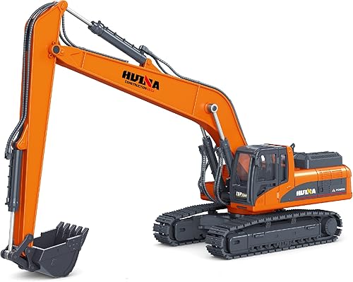 1 juguete de excavadora de largo alcance para niños, juguete de excavadora de vehículos de construcción resistente, compartimento del conductor