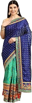 Pandadi Saree Women's Soft Dola Silk With Bhandhani With Colourful Embroidery Heavy Lace Saree With Blouse (Multicolor)