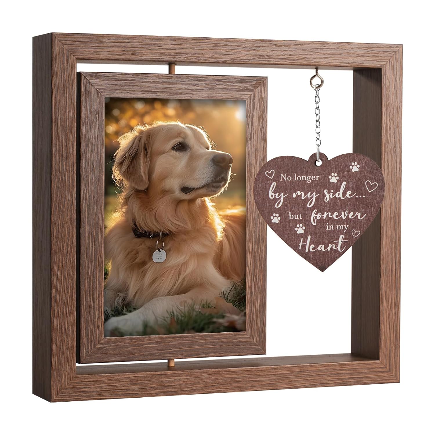 4×6 Pet Memorial Photo Frame – Keepsake Remembrance Sympathy Gift for Loss of Dog or Cat – No Longer By My Side But Forever In My Heart – Loving Memory Picture Frame for Pets