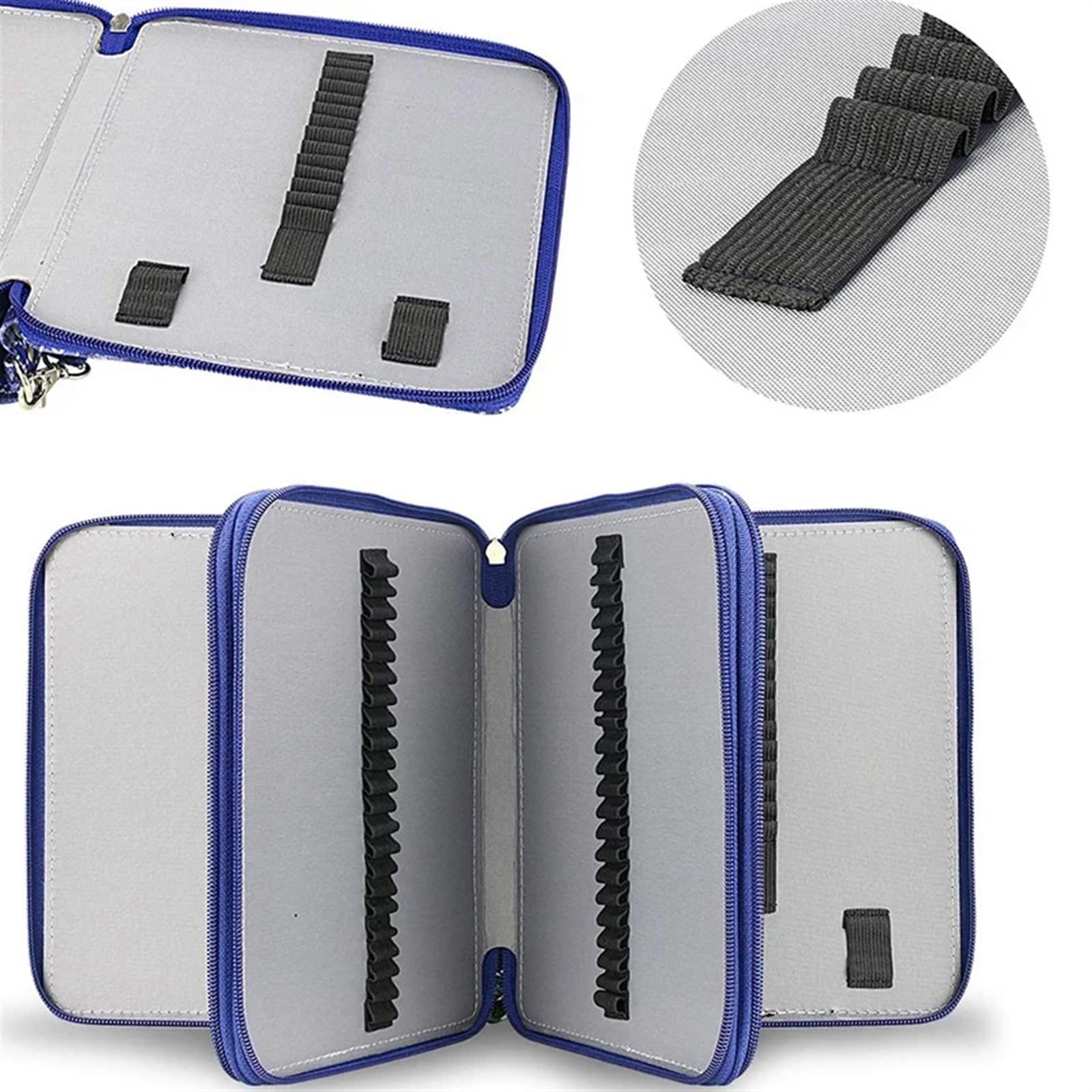 FedermäPpchen Buntstiftetui mit 120 Fächern, Stifteetui aus Oxford-Stoff mit Fächern, Bleistifthalter for Aquarellstifte(Blue)
