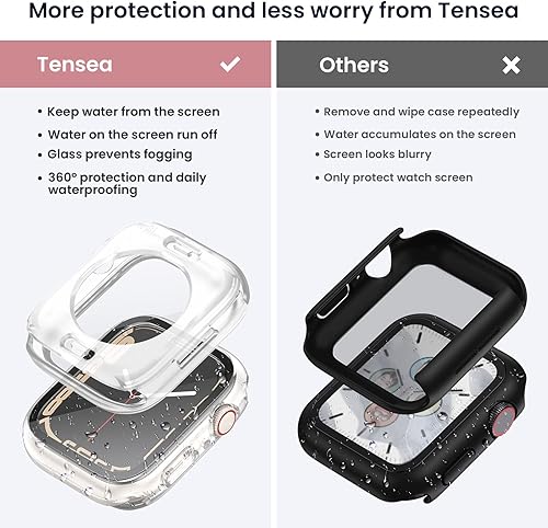 Vista 109 de Tensea - Funda protectora de pantalla impermeable para Apple Watch (2 en 1) para Apple Watch Serie SE 7, 5, 4, accesorios de 45 mm, iWatch protector