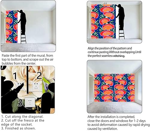 Miniatura 4 de YANFENQI Peel and Stick Vinyl Wallpaper Aesthetic Flower Pattern Art Nouveau Papel para Pared Decorativo Wall Decor Cabinet Paper Multi-Scene