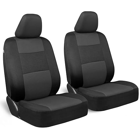 BDK PolyPro 2-Pack Front Car Seat Covers Set in Charcoal/Black - Front Seat Covers for Cars Trucks Vans SUVs Sedans, Easy to Install Front Car Seat Cover Protection, Universal Fit Car Accessories