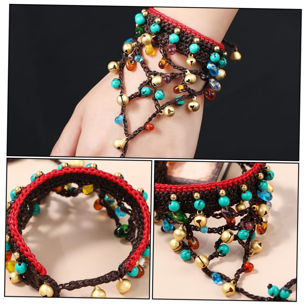Pulsera de cuerda de de vidrio pulseras de pulsera trenzada Brazalete de dedo Brazalete artesanal pulseras para chicas adolescentes pulsera artesanal trenzada