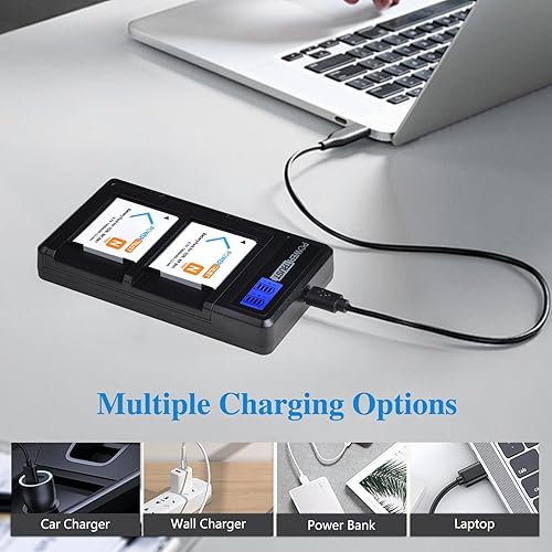 Miniatura 4 de Paquete de 2 baterías NP-BN1 BN1 de 1400 mAh + cargador USB dual LCD para Sony Cyber-Shot DSC-QX10 QX100 T99 T110 TF1 TX5 TX7 TX9 TX10 TX20 TX30