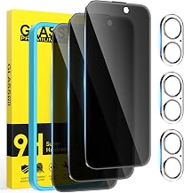 Verre Trempé Anti-Espion pour iPhone 16, Lot de 3+3 | 9H Protection D'écran,Protection Caméra,Anti-Spy,Anti-Rayures Design,Outil d'Installation Facile