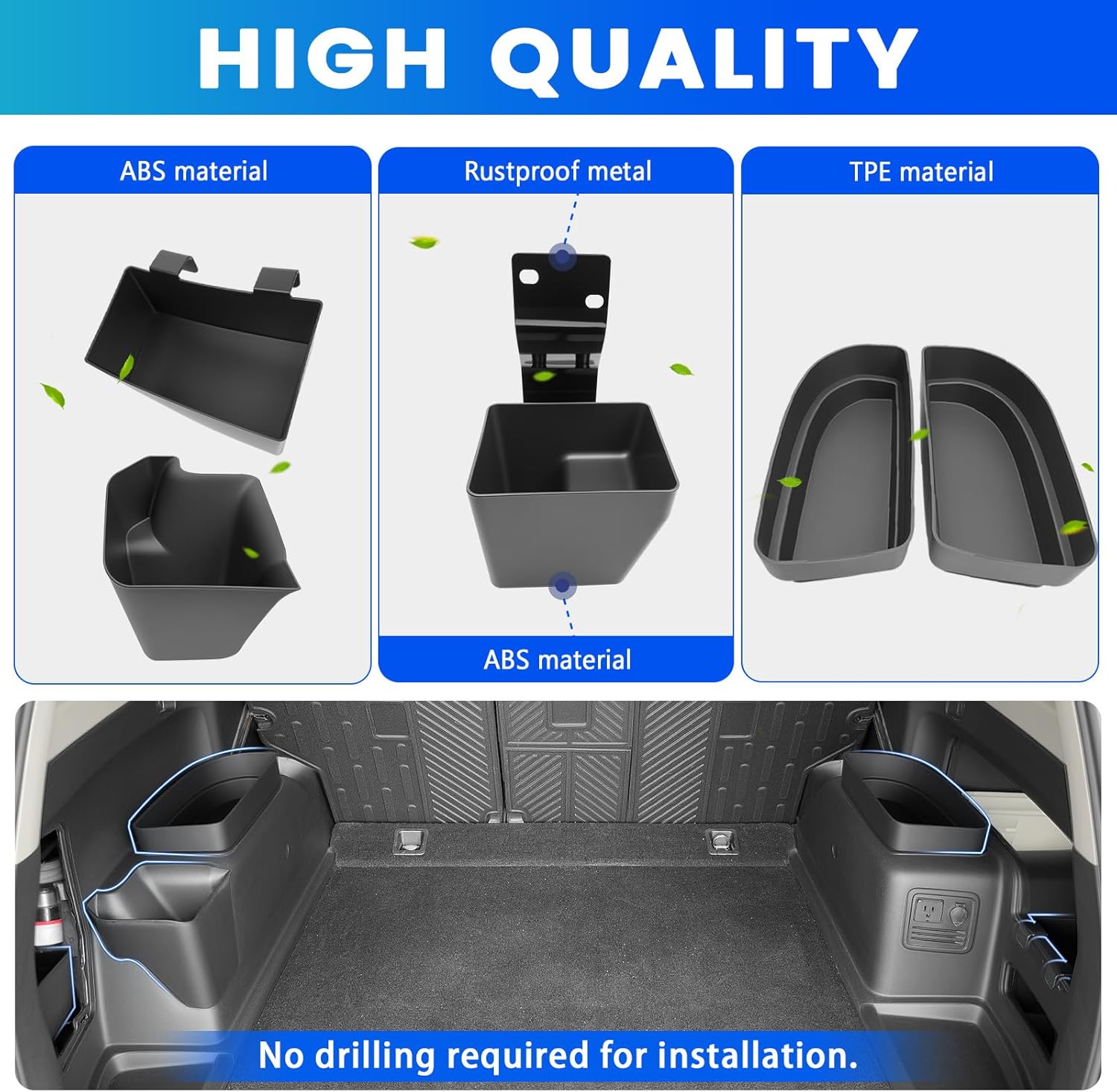 Trunk Organizer Fits for 2010-2024 Toyota 4Runner 5-Seat 2nd Row Trunk Storage Box No-Drill Compatible with 4Runner Accessories (Hetero+Hidden+Hanging+Pair, 5PCS)