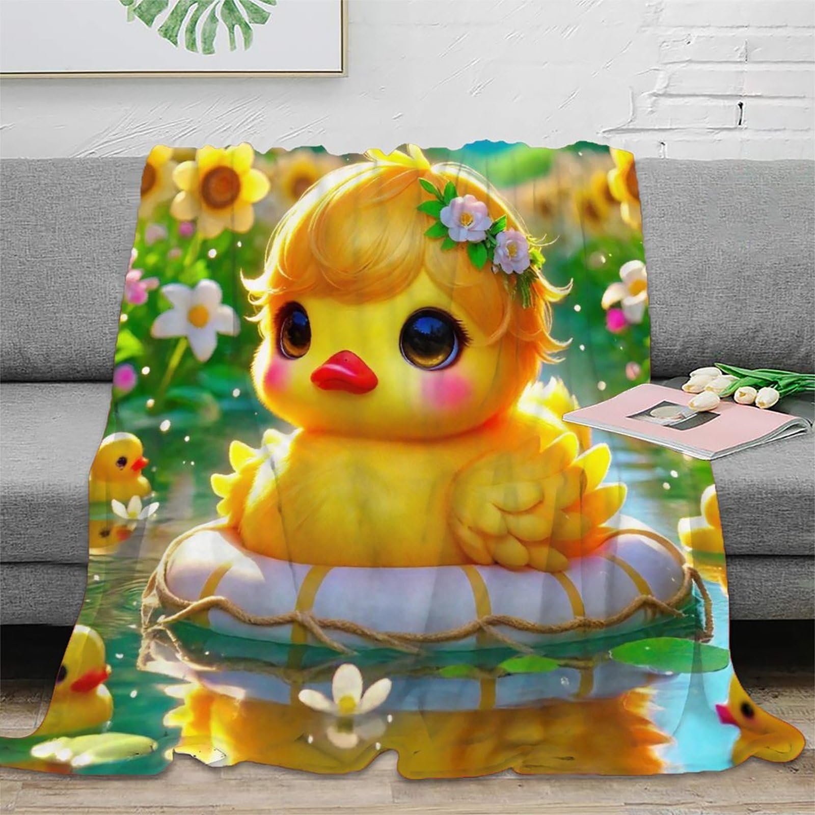 Couverture douce canard jaune, le cadeau idéal pour lit d'enfant